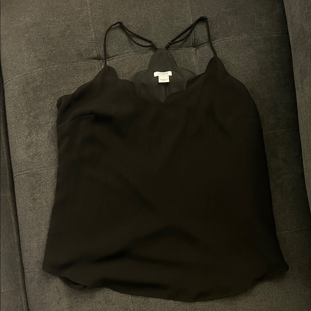 EUC J. crew factory scallop black cami top